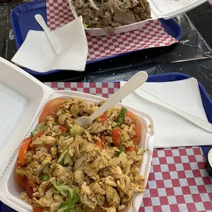 Gyro salad and chicken salad