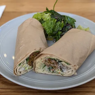 Falafel Wrap - 4 stars - a light and tasty lunch. Sun afternoon 2023-06-11