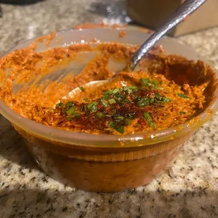 Spicy humus - not a fan, too much paprika