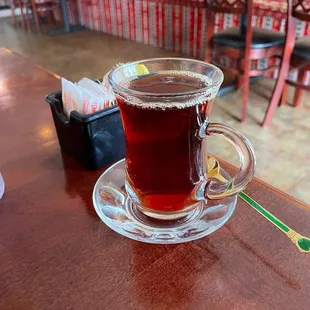 a cup of tea on a table