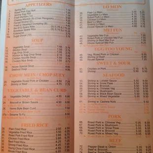 menu