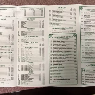 menu