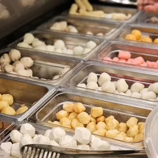trays of food being prepared