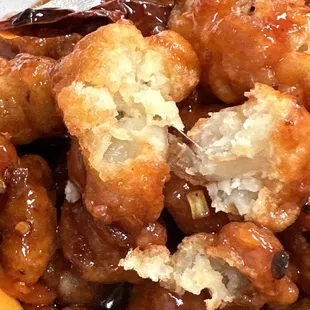 Orange &quot;chicken&quot; but mostly orange breading.
