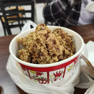 Wings bucket. Big and juicy but lacks flavor. Make sure you load up on sauces.