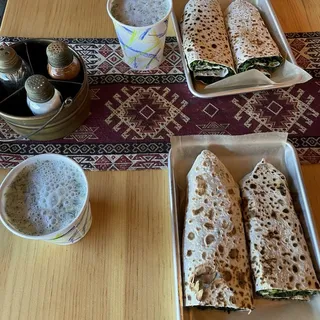 Okroshka (yogurt drink with chopped cucumber and dill)