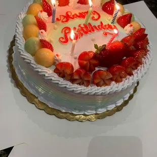 a birthday cake with candles