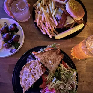 two plates of food on a table