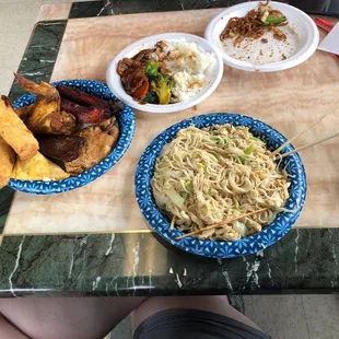 Pu Pu Plater House Special Lo Mein beef &amp; Beef w. Broccoli Mei fun chicken rice noodles