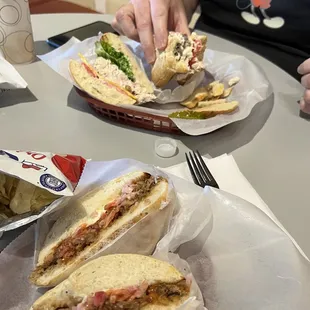 BBQ sandwich for me and Chicken Salad for JP... then a warmed cinny-cinnamon-roll for dessert (we had a fork fight over that roll )