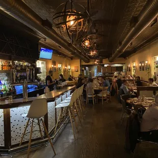 the bar and dining area