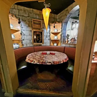 a round table in a restaurant