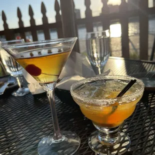 Margarita &amp; Martini on the patio. Being sunset glistened!
