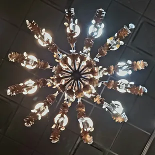 Looking up from the bottom of the chandelier above our table