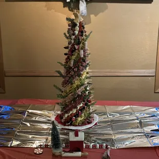 Christmas party photo of a charcuterie tree