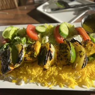 Salmon Kabob  (1/2 Salad + 1/2 Rice)