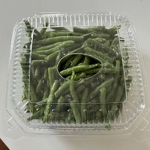 a container of green beans