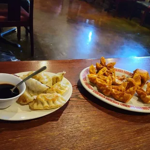Potstickers and Crab Puffs