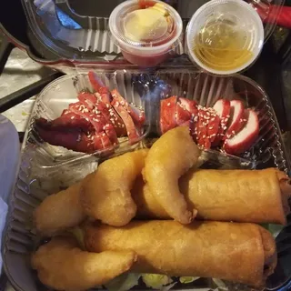 Assorted Pleasures (Spring Roll, Fried Shrimp, and BBQ Pork)