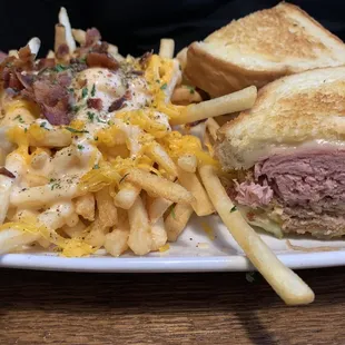 Triple Pig Sammy and Bacon Cheese Fries