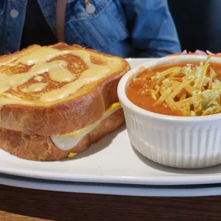 Five cheese grilled cheese sandwich