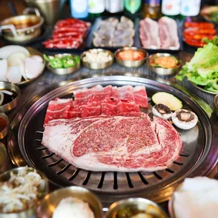 Enjoy premium cuts of marbled beef, fresh pork, and all the side dishes that make Korean BBQ so unforgettable.
