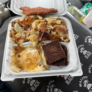 Breakfast Box with scrapple and Italian sausage !