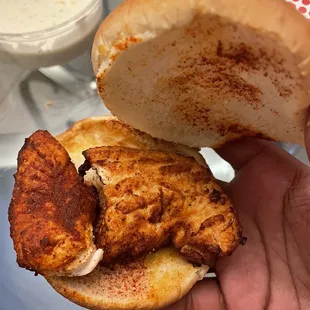 DRY, NO sauce just dry chicken on dry bread! Disgusting!!!