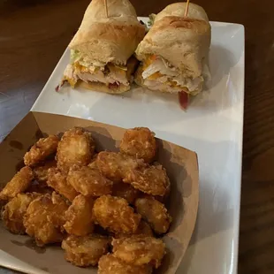 Chicken Bacon Ranch Grinder with Tator Tots.