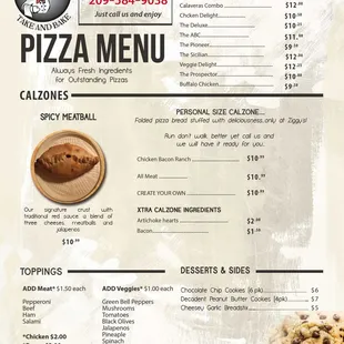 Updated menu as of 4/1/2024