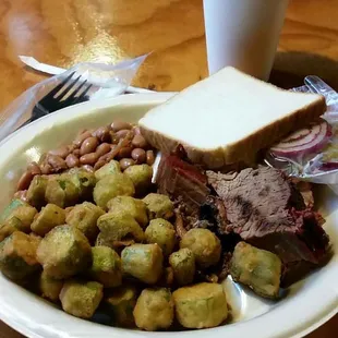 Brisket and fried okra!
