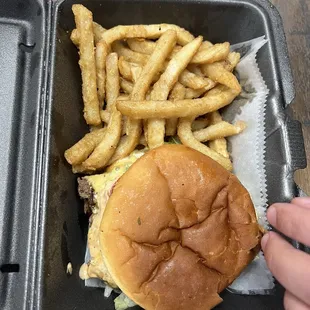 Burger and fries