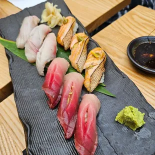 Nigiri - chutoro, salmon belly, hamachi