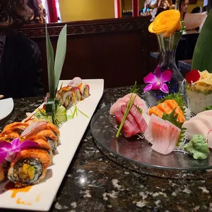 two plates of sushi