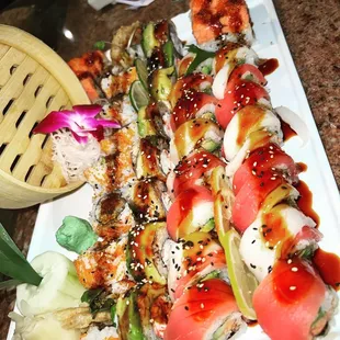 a platter of sushi