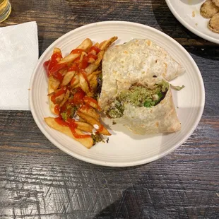 Falafel wrap with fries