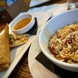 Chicken Avocado Sun Roll &amp; Wok&apos;d Asian Bowl (shrimp, rice)... FANTASTIC!