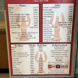 Zimmer&apos;s Seafood Menu