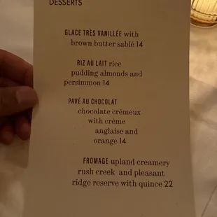 menu