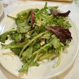 Mixed greens with blue cheese vinaigrette. Light, simple and delicious.
