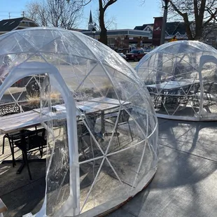 Winter dome seating that is heated