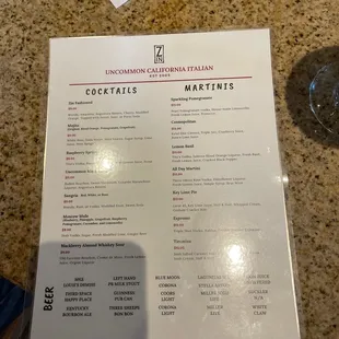 menu