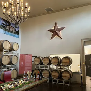 wine barrels and a star