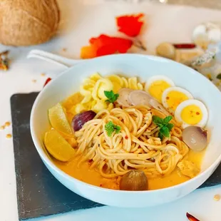 Chicken coconut noodle soup