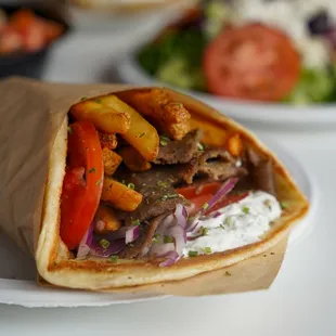 a pita filled with meat and vegetables