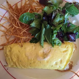 Ham and Gruyere Omelette, Radish, Frisee Salad