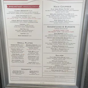 menu