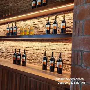 Cork backing on these display shelves.