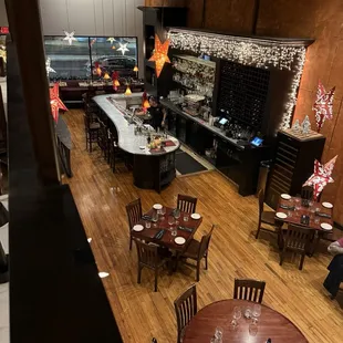 View of the bar from the upstairs dining room