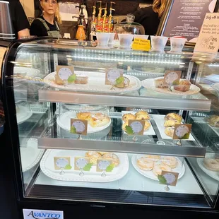a display case of pastries
